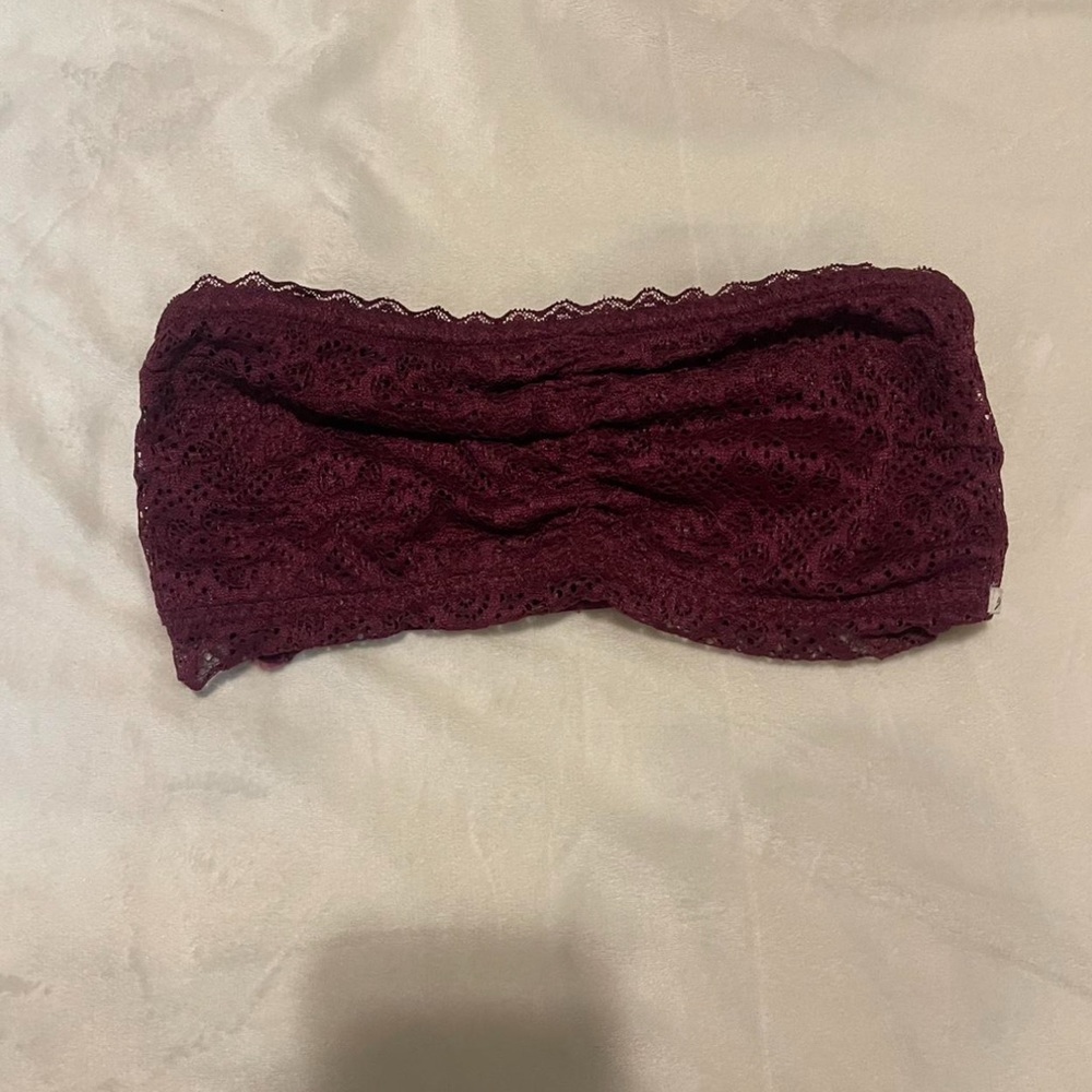 Burgundy Lace Bandeau Top